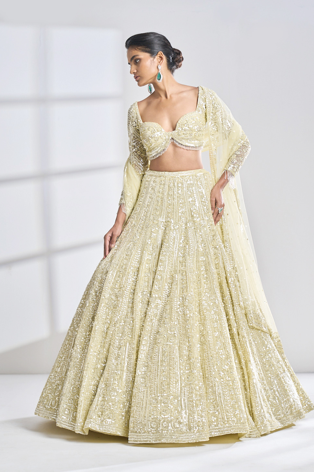 Seema Gujral - Lime Sequin Lehenga Set – VAMA DESIGNS Indian Bridal Couture