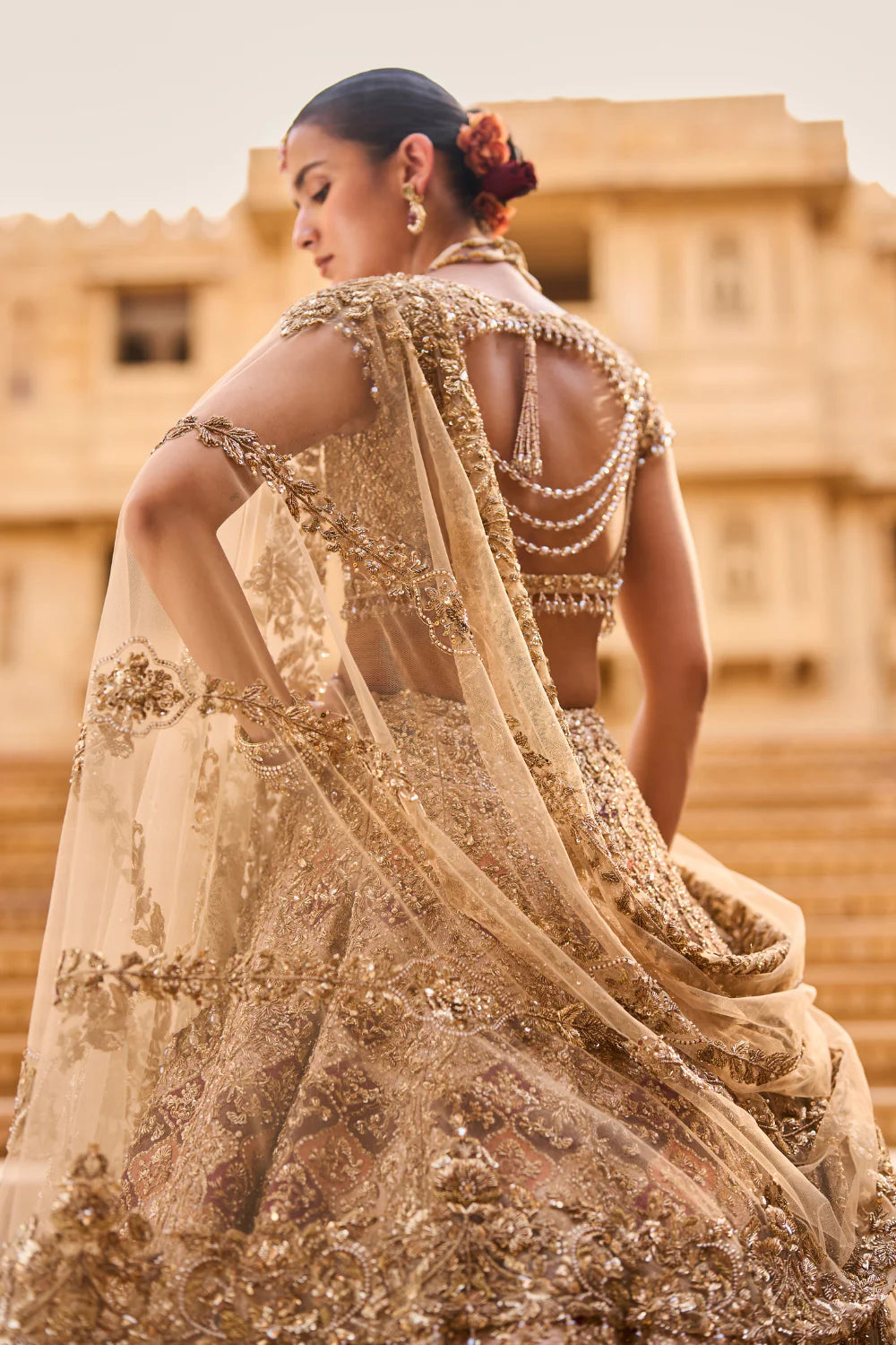 Seema Gujral - Light Gold Zardosi Lehenga