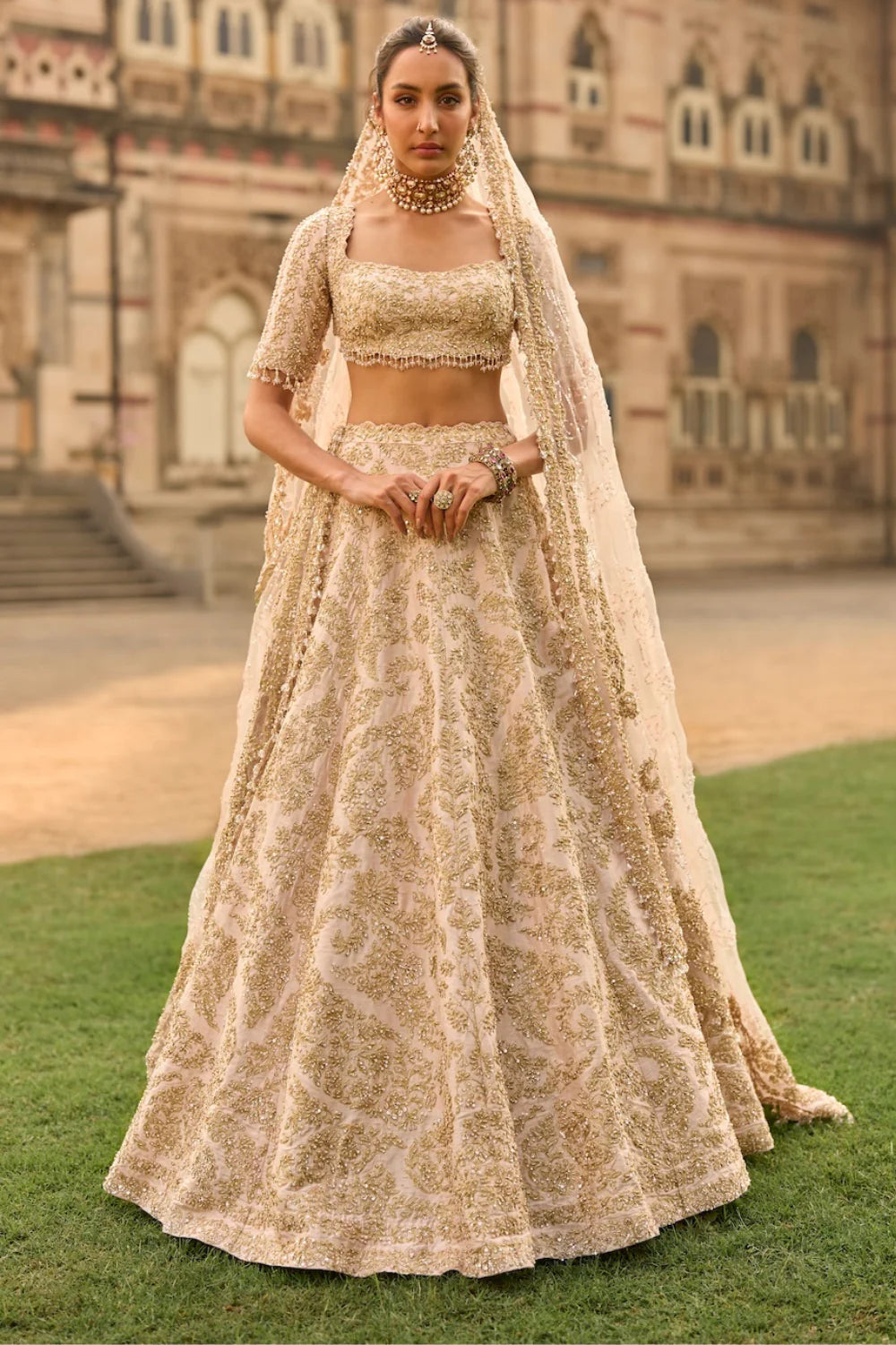 Seema Gujral - Powder Peach Lehenga Set