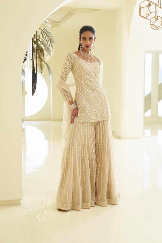 Seema Gujral - Nude Dori Sharara Set