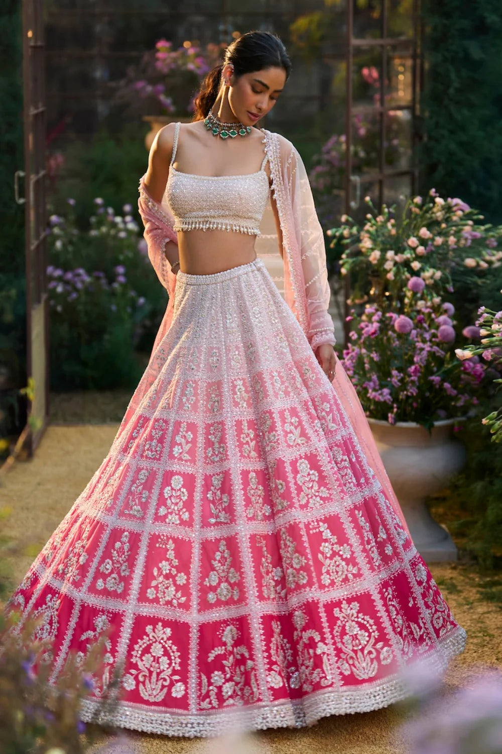 Seema Gujral - Ombre Pink Lehenga Set