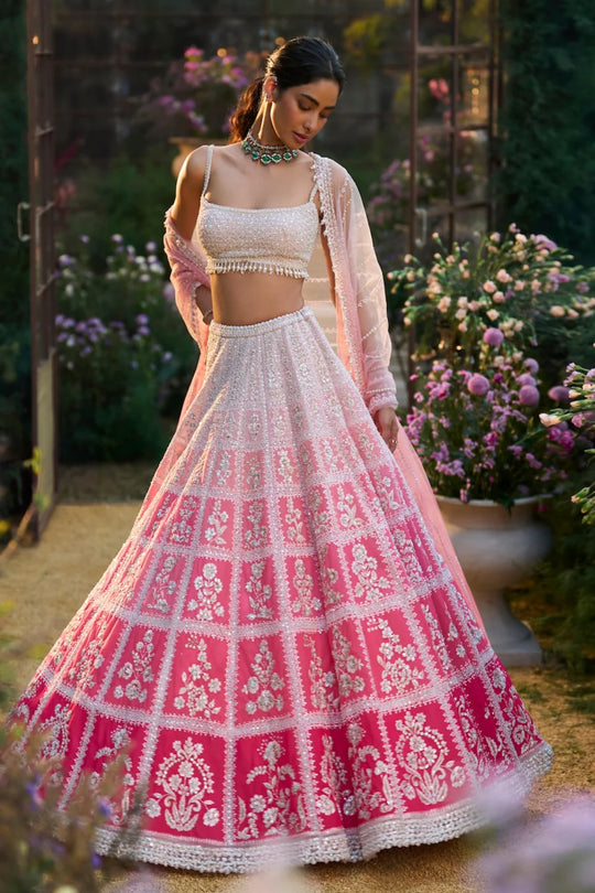 Seema Gujral - Ombre Pink Lehenga Set