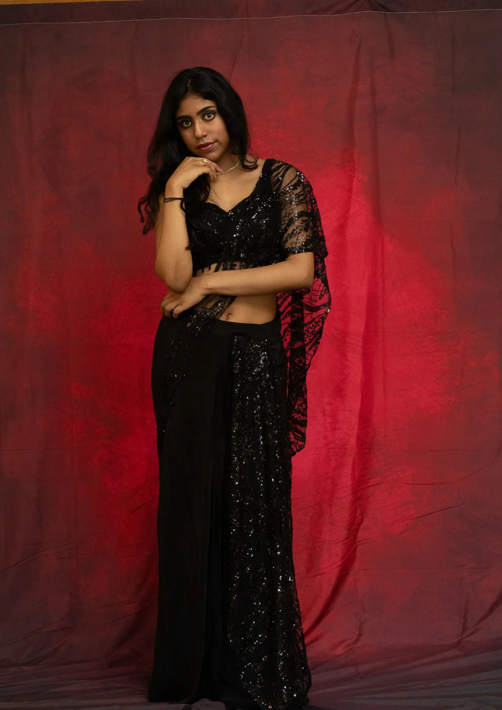 Siya – Midnight Noir Sequin Saree
