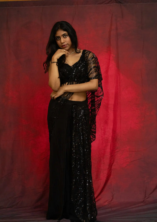 Siya – Midnight Noir Sequin Saree