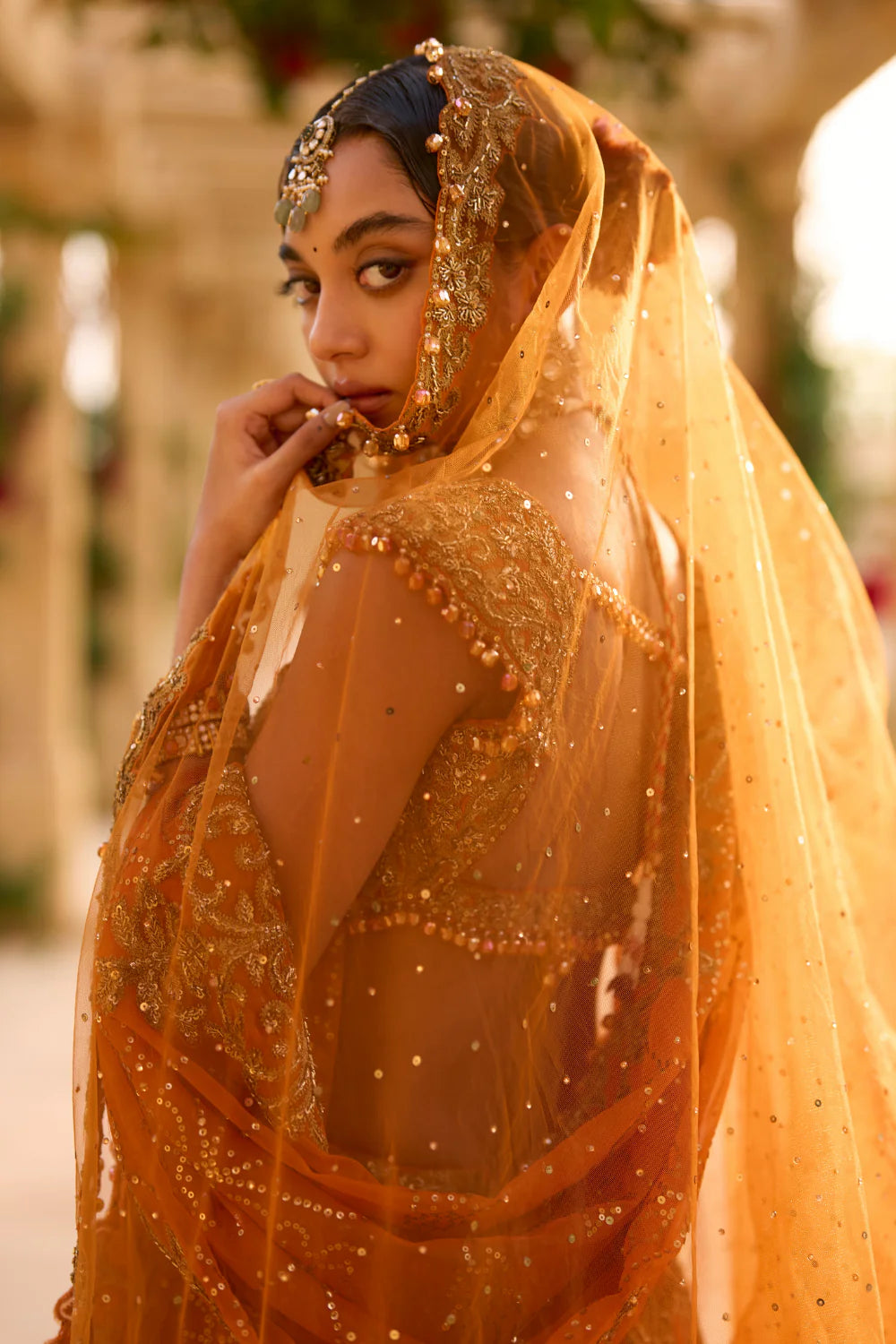 Seema Gujral - Rust Zardosi Lehenga Set