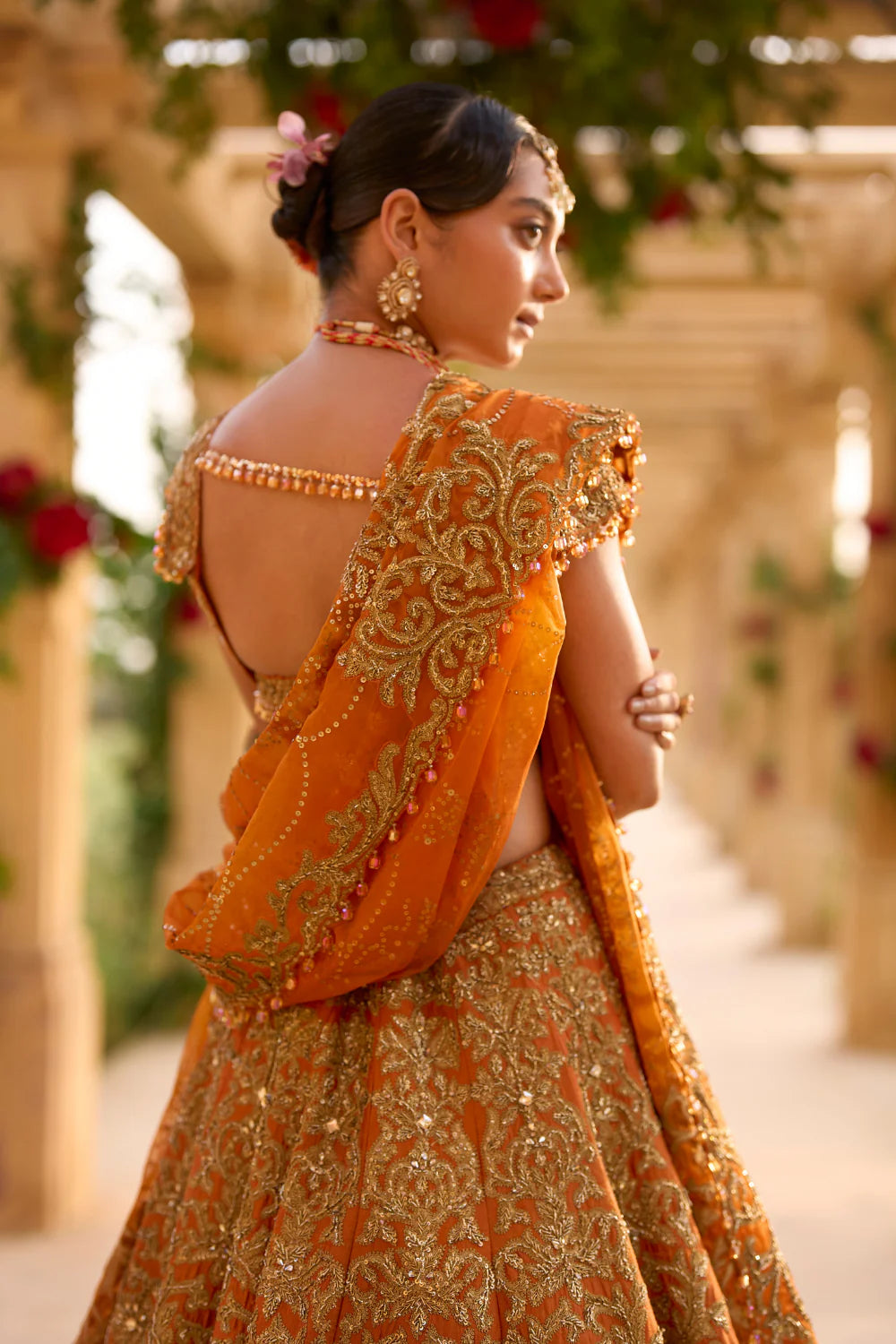 Seema Gujral - Rust Zardosi Lehenga Set