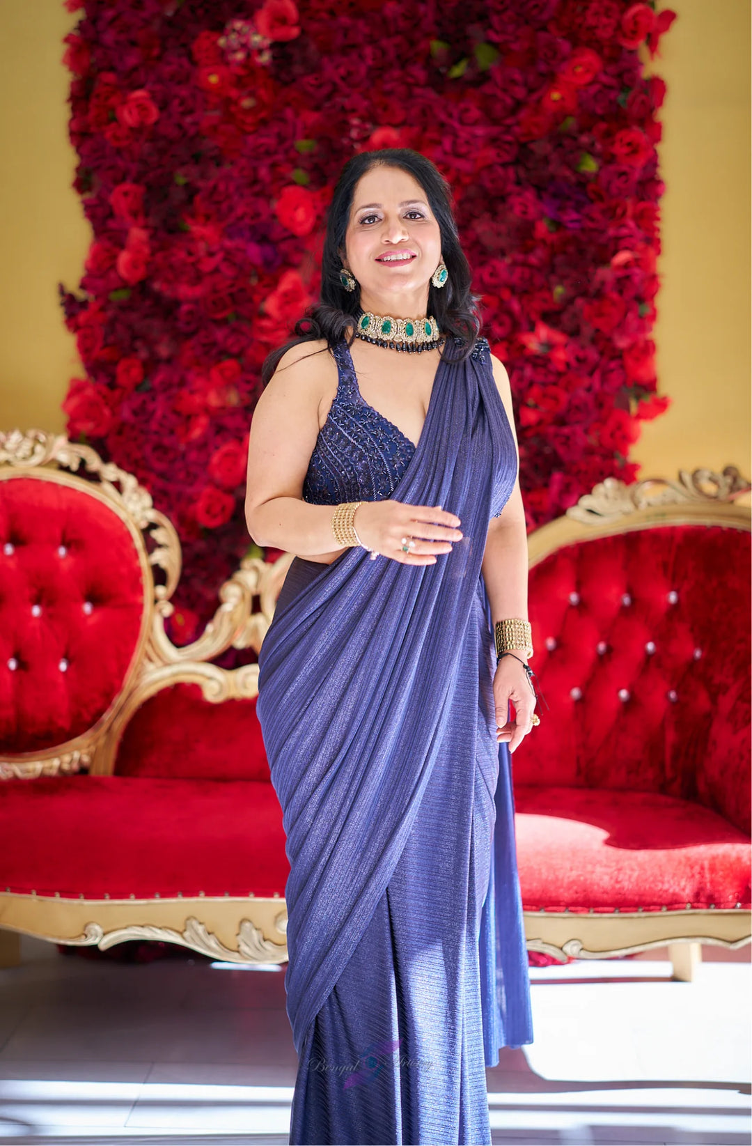 Ira – Midnight Metallic Drape Saree