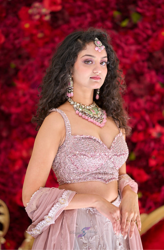 Aarna – Blush Moonlight Crystal Embroidered Lehenga