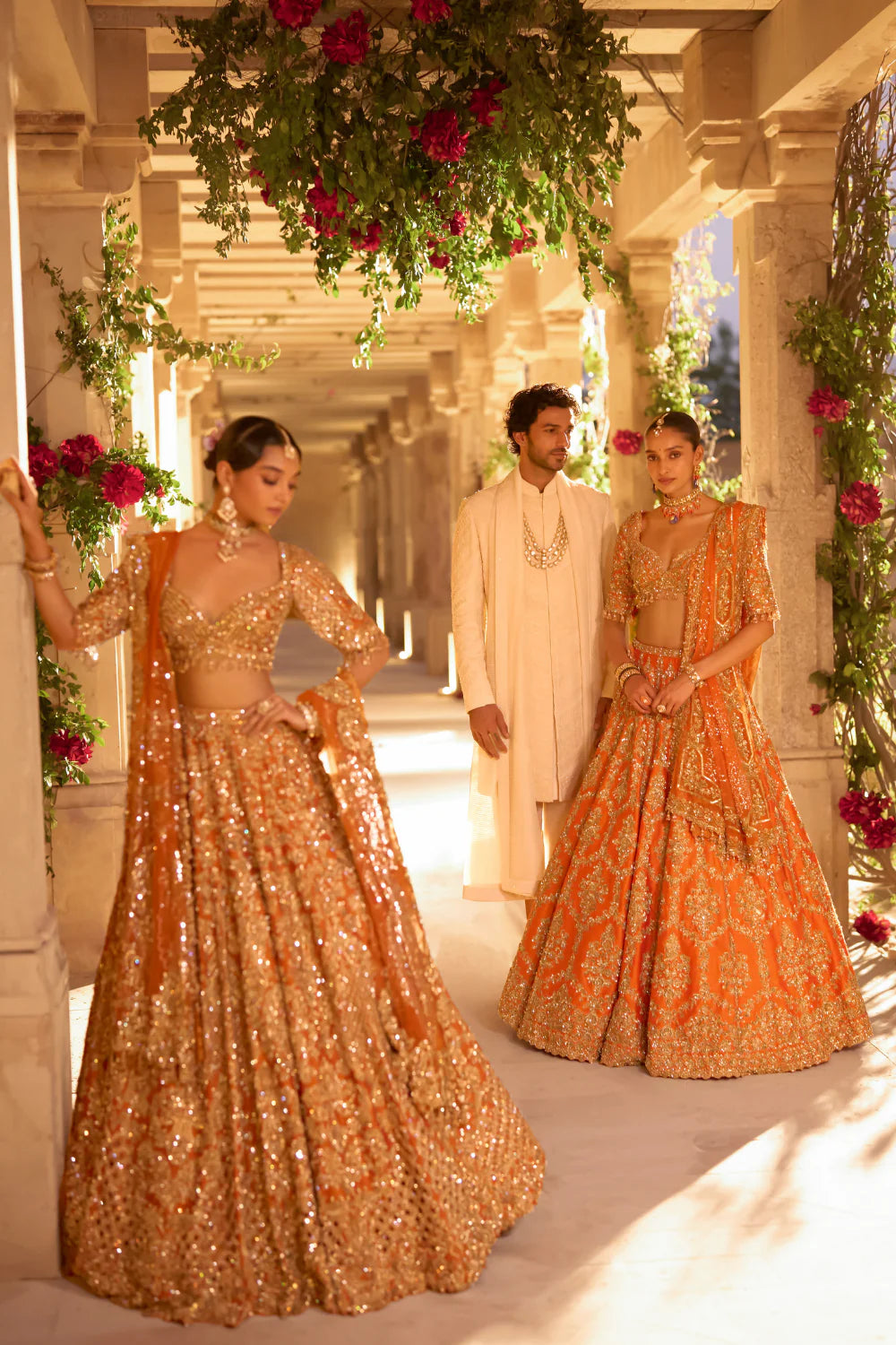 Seema Gujral - Burnt Orange Zardosi Lehenga Set