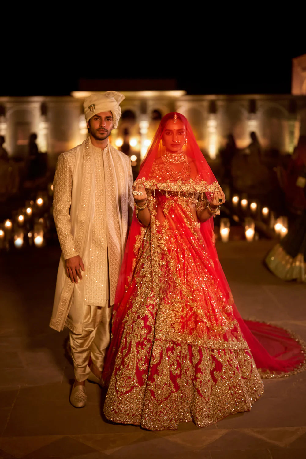 Seema Gujral - Red Zardosi Lehenga Set