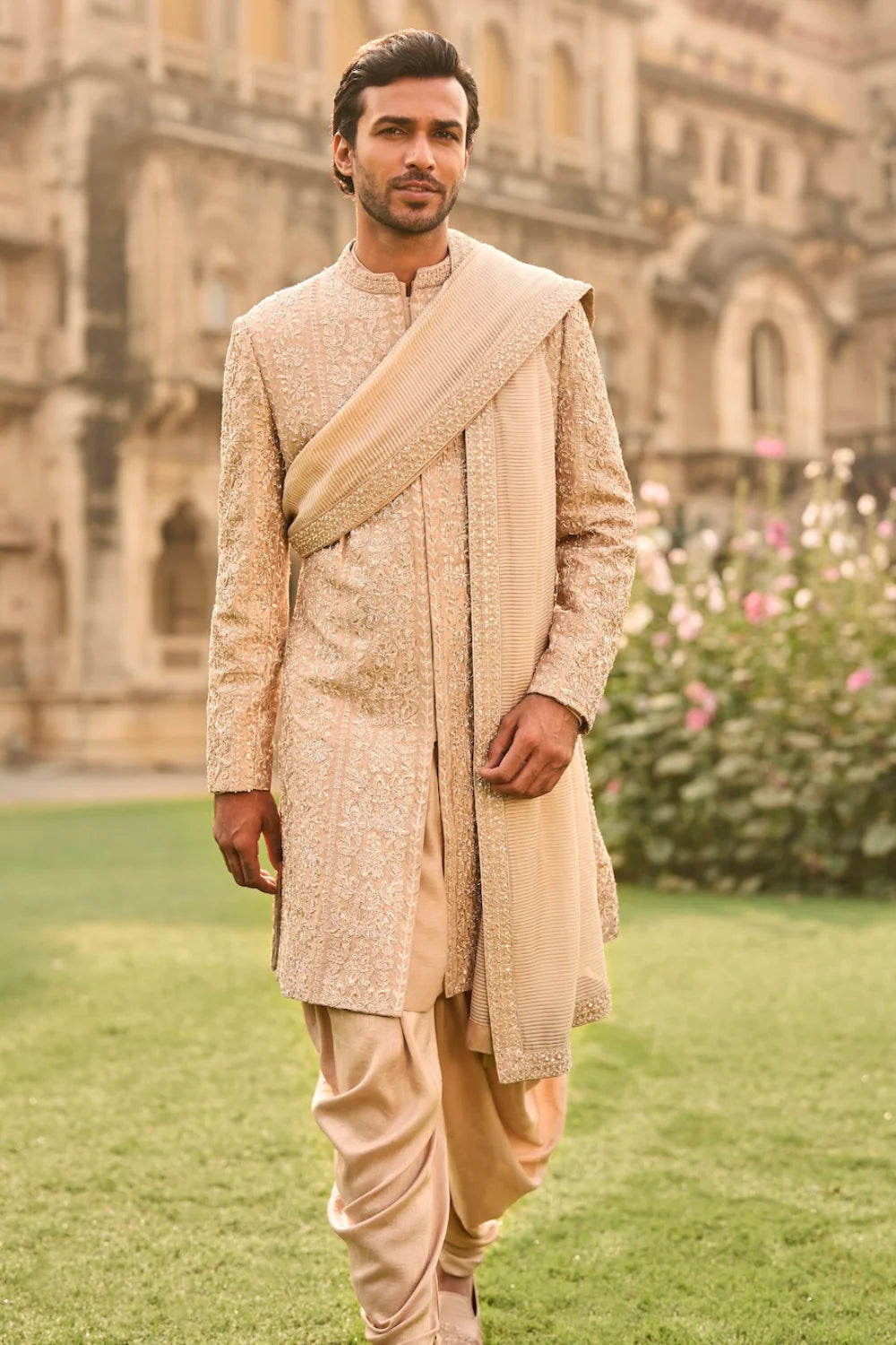 Seema Gujral - Rose Gold Sherwani Set