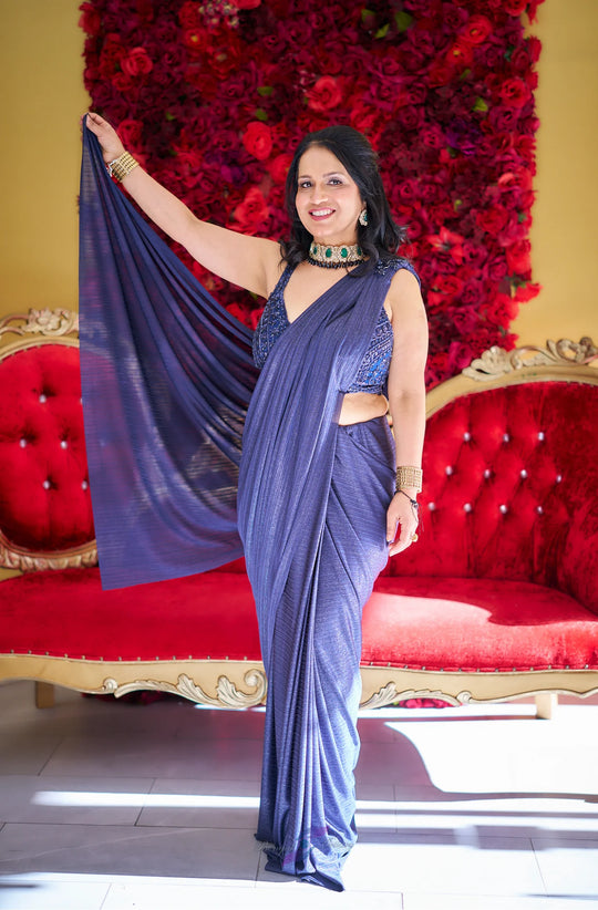 Ira – Midnight Metallic Drape Saree