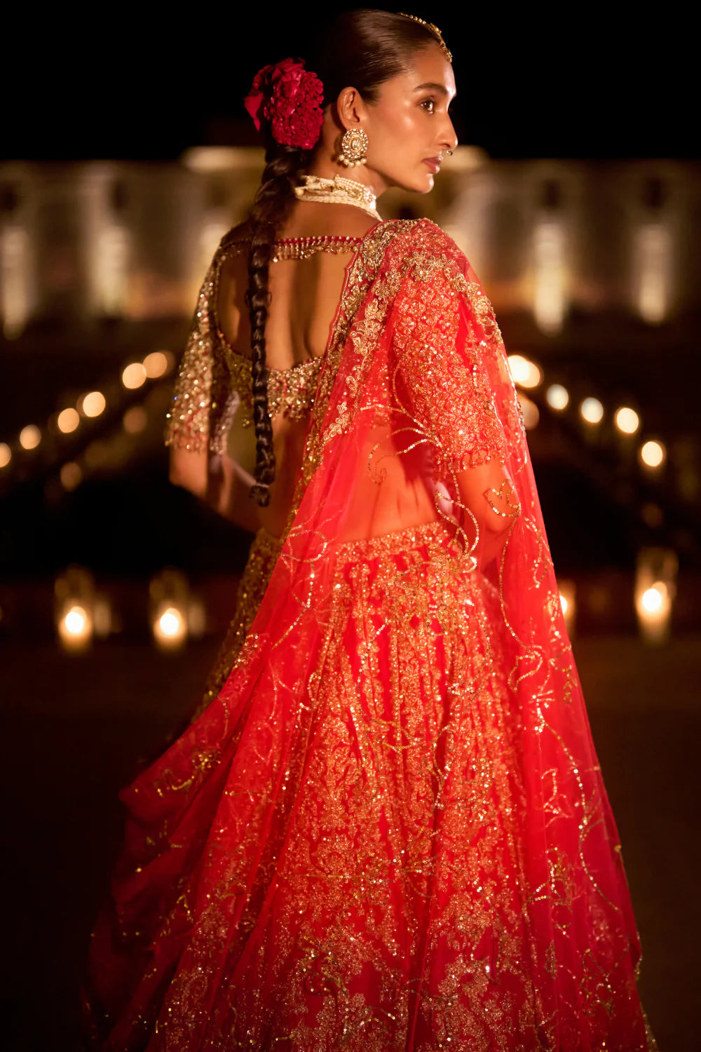 Seema Gujral - Red Zardosi Lehenga Set