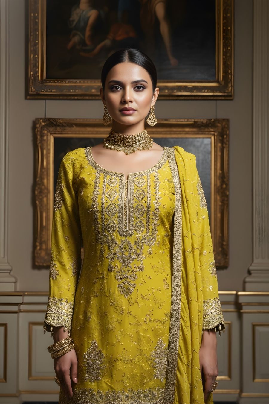 Radiant Yellow Hand-Embroidered Sharara Set