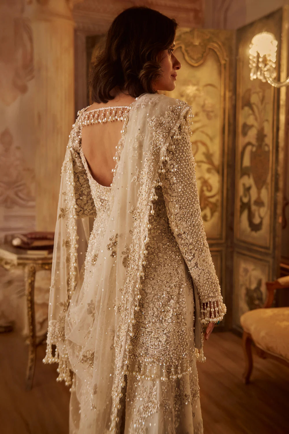 Seema Gujral - Ivory Pearl Sharara Set