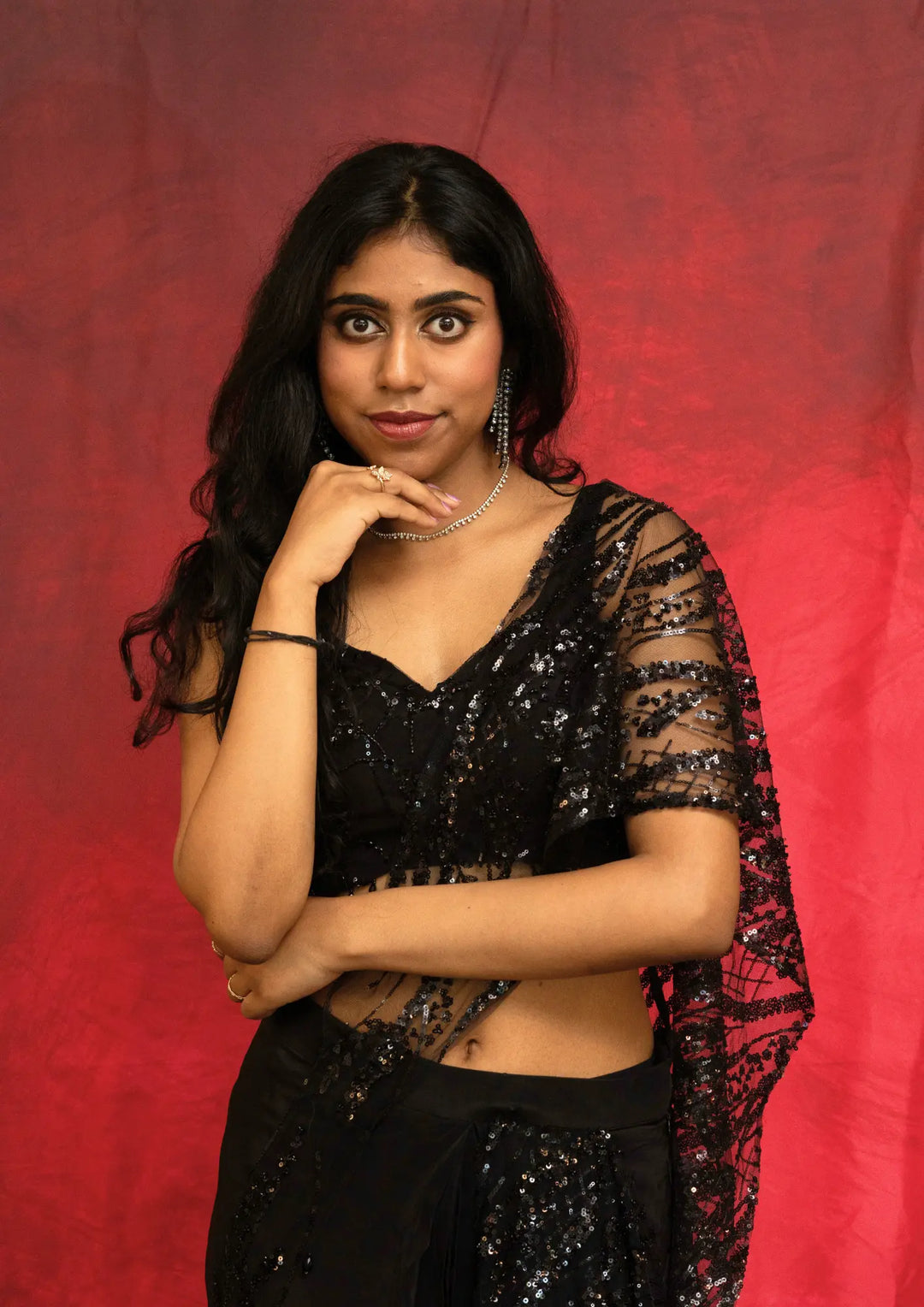 Siya – Midnight Noir Sequin Saree
