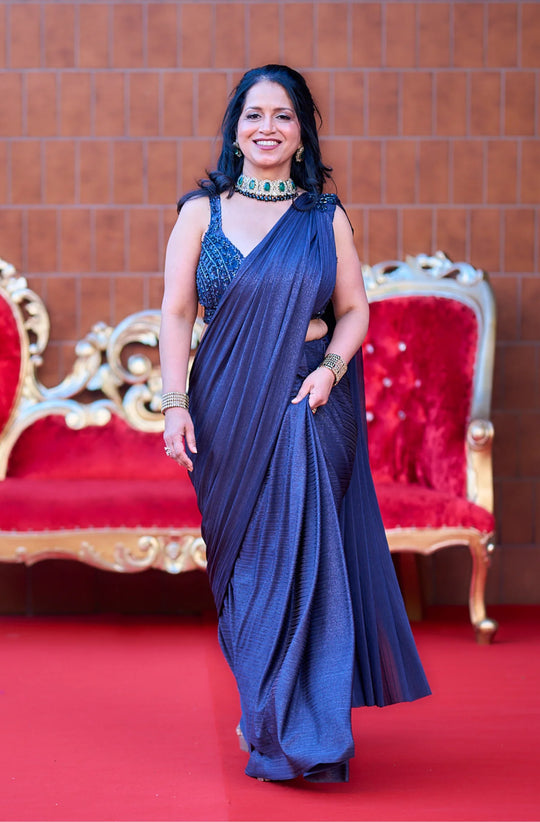 Ira – Midnight Metallic Drape Saree