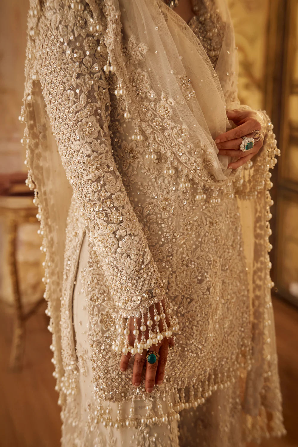 Seema Gujral - Ivory Pearl Sharara Set