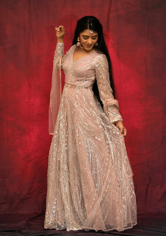 Saanvi – Blush Starlight Sequin Saree