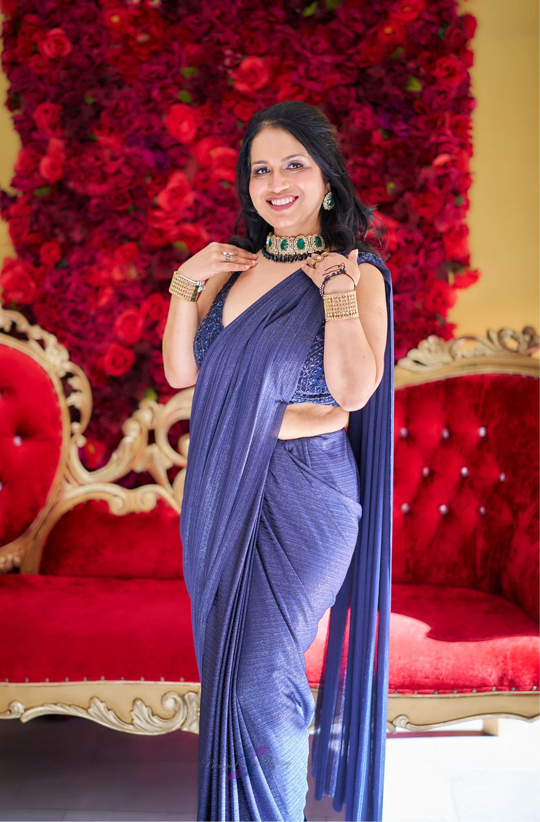 Ira – Midnight Metallic Drape Saree