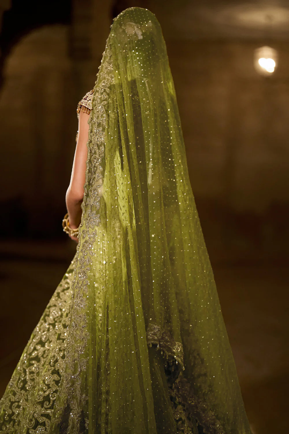 Seema Gujral - Green Velvet Zardosi Lehenga Set