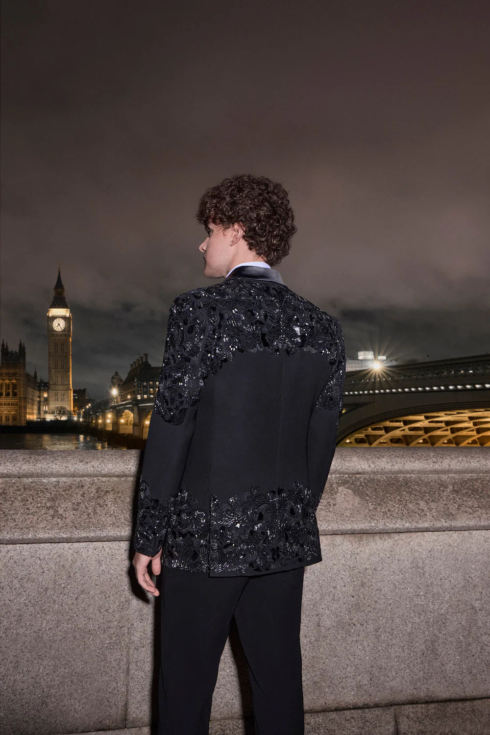 Seema Gujral - Black Embroidered Tuxedo Set