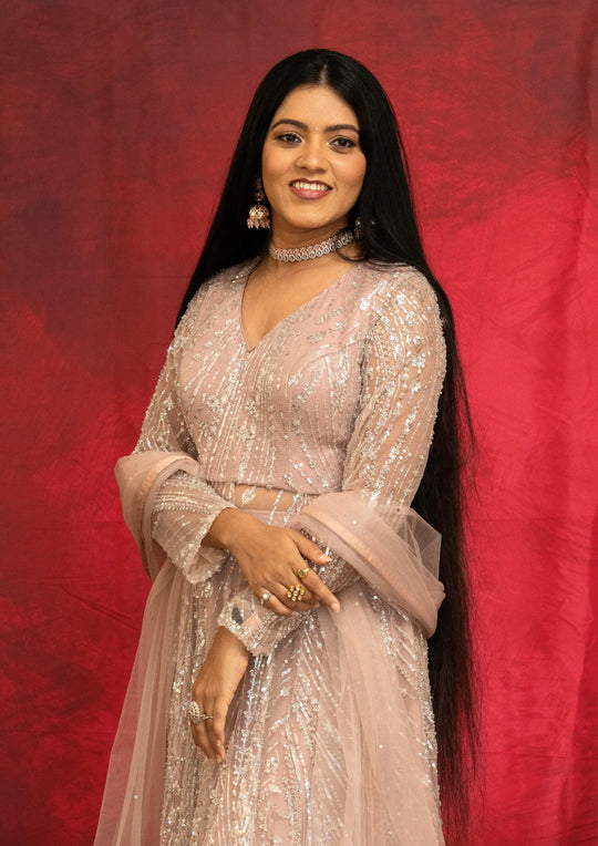 Saanvi – Blush Starlight Sequin Saree