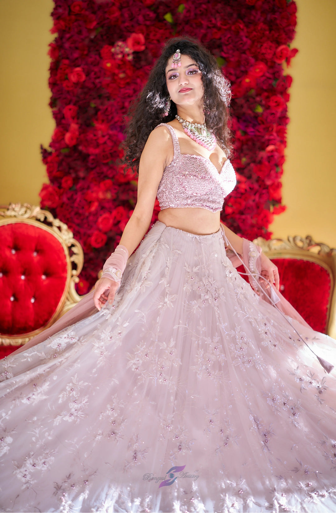Aarna – Blush Moonlight Crystal Embroidered Lehenga