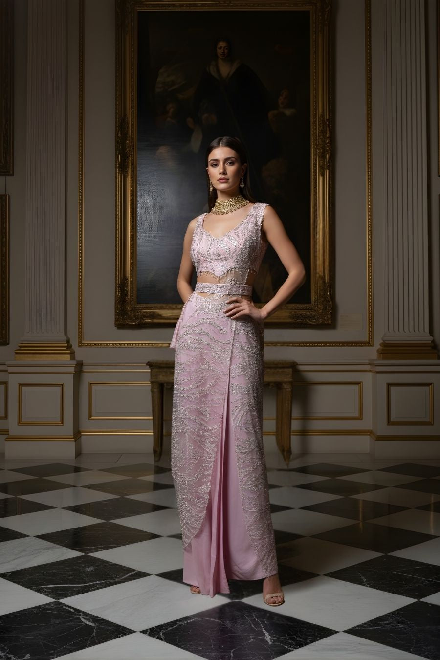 Lilac Embellished Cut-Out Gown