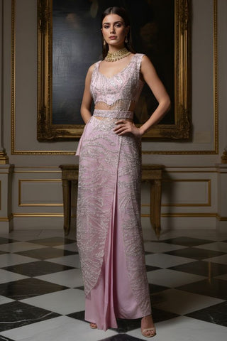 Lilac Embellished Cut-Out Gown