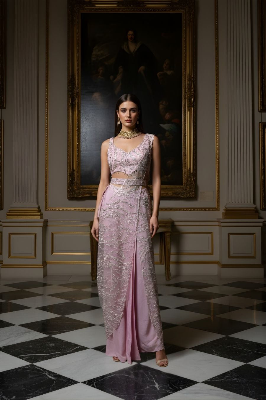 Lilac Embellished Cut-Out Gown