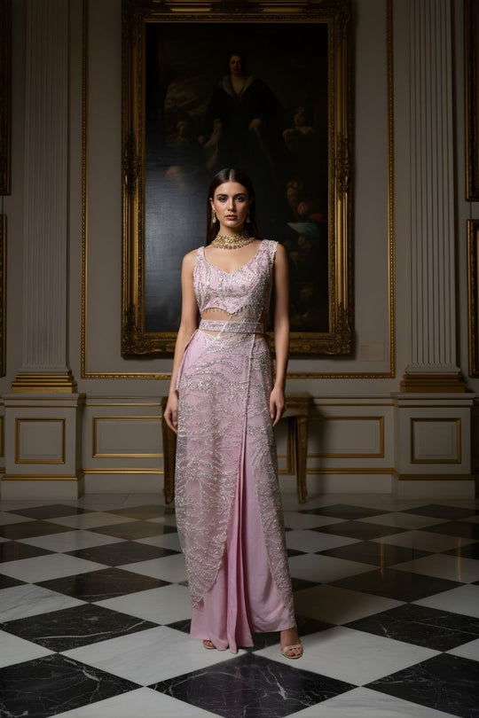 Lilac Embellished Cut-Out Gown