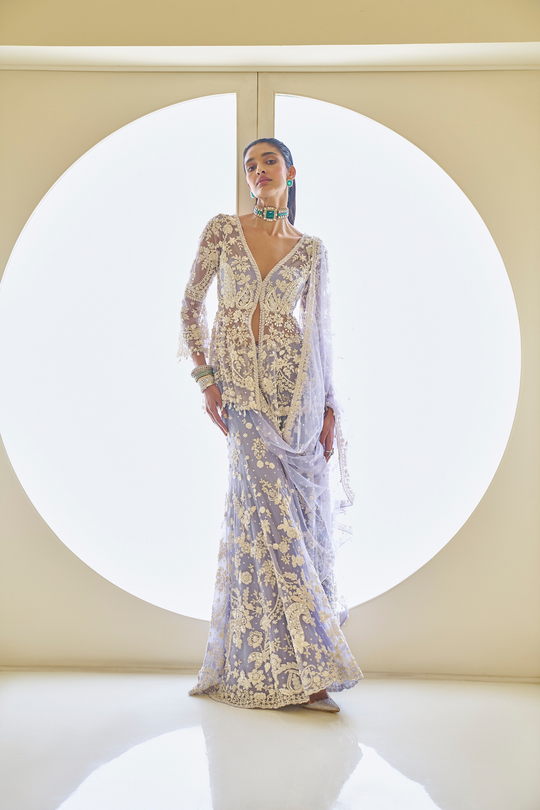 Seema Gujral - Mauve Pearl Sharara Set