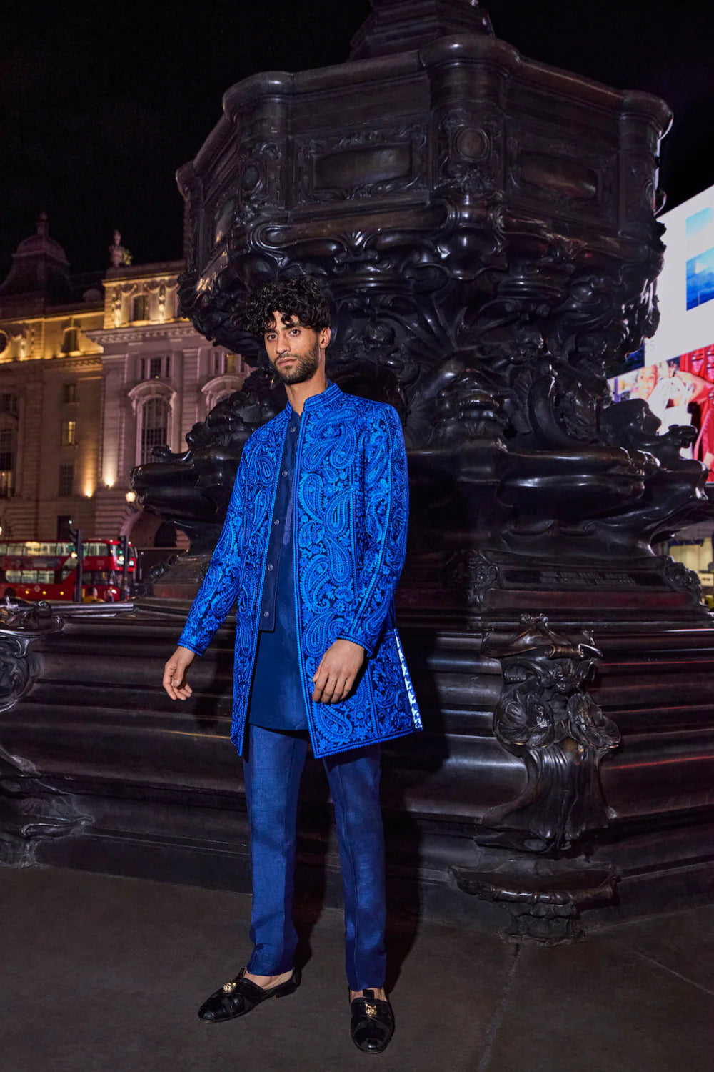 Seema Gujral - Blue Thread Work Sherwani Set