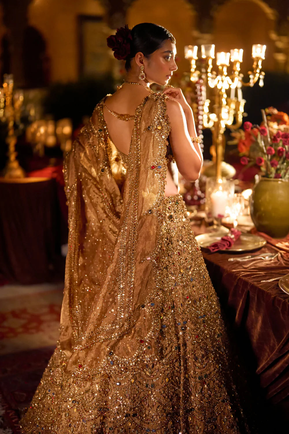 Seema Gujral - Antique Gold Scalloped Lehenga Set