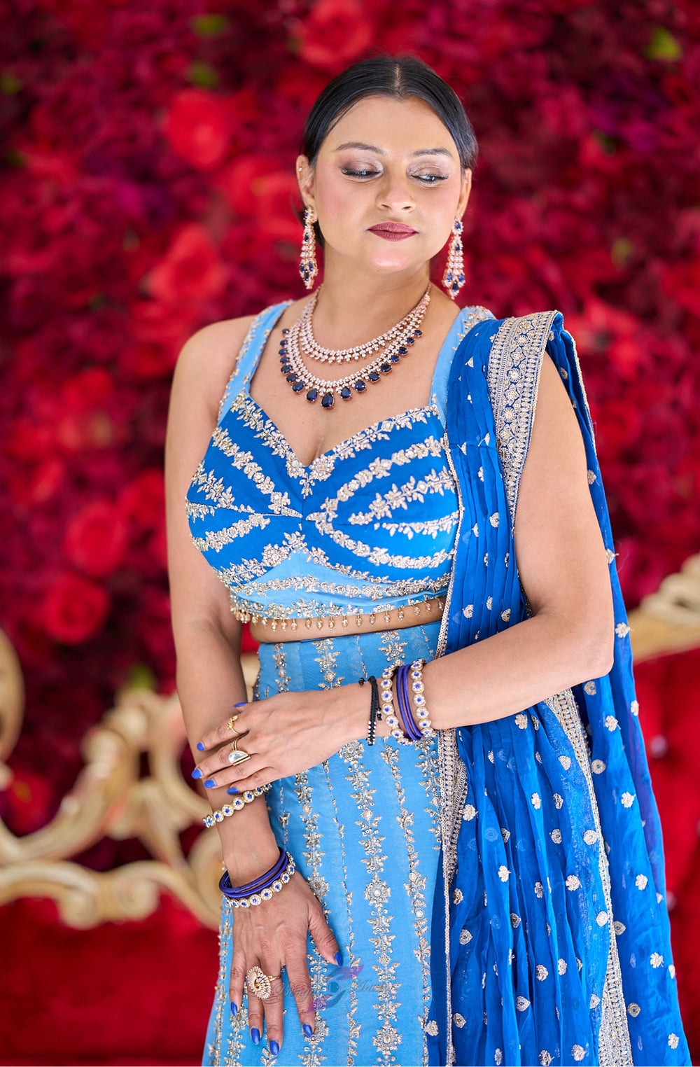 Samaira – Royal Sapphire Hand-Embroidered Lehenga