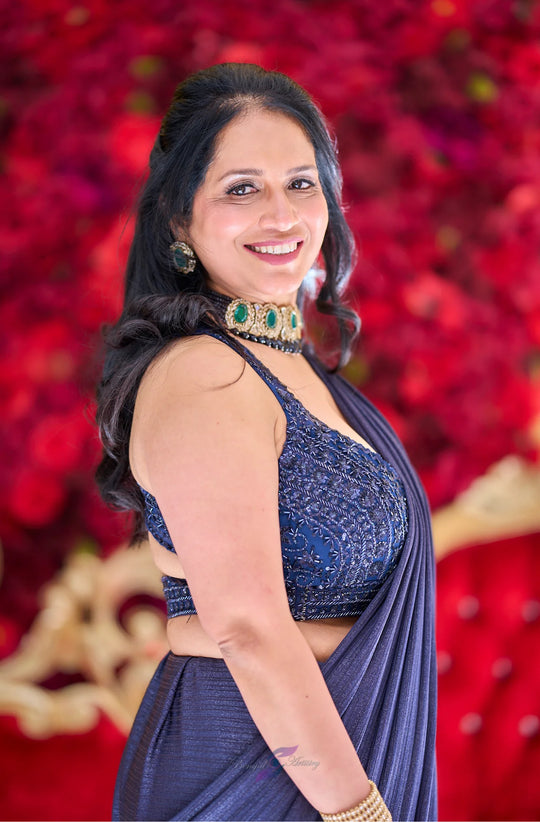 Ira – Midnight Metallic Drape Saree