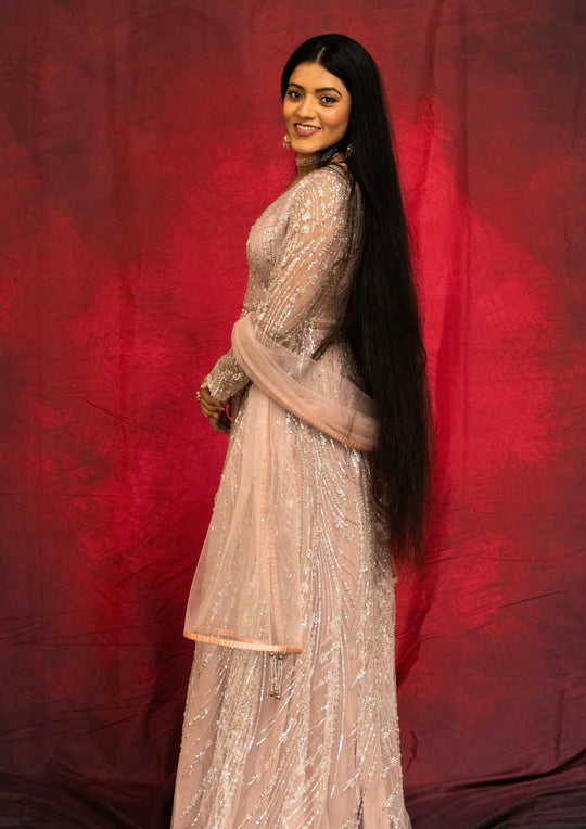 Saanvi – Blush Starlight Sequin Saree