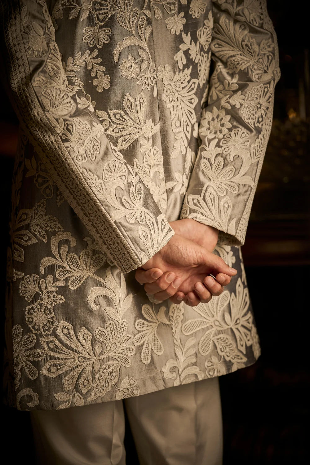 Seema Gujral - Silver Grey Open Jacket