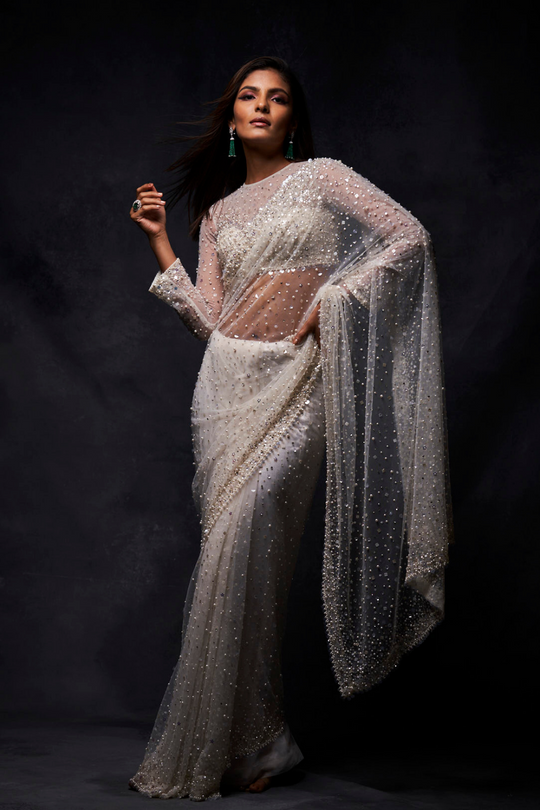 Seema Gujral - Crystal Pearl Saree