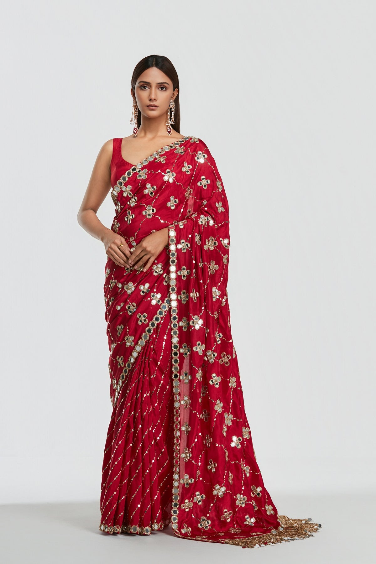 Abhinav Mishra - Shrine Mulberry Saree Set