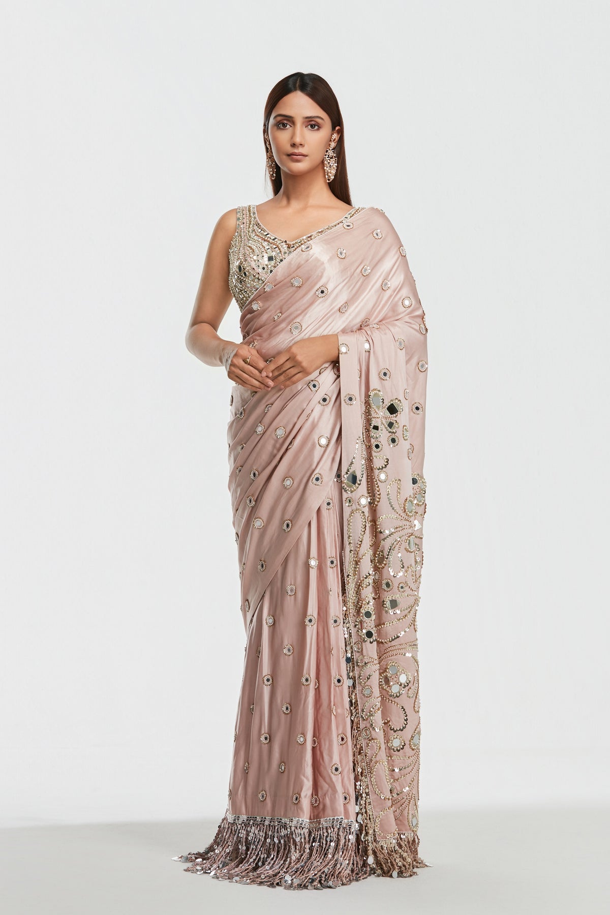 Abhinav Mishra - Shrine Peony Pink Saree Set