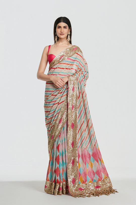 Abhinav Mishra - Shrine Multicoloured Saree Set