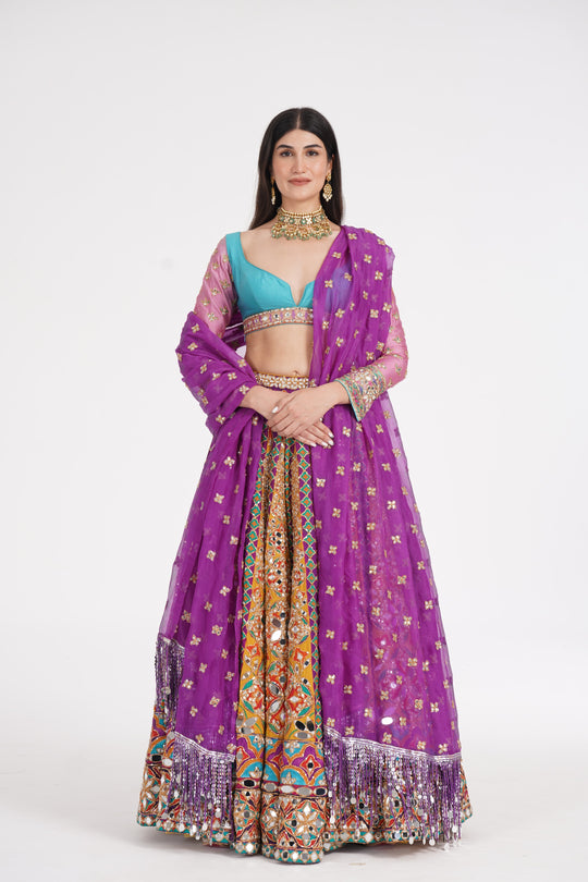 Abhinav Mishra - Tangerine Hues Lehenga Set