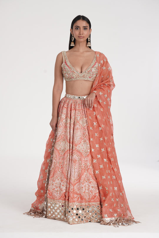 Abhinav Mishra - Safron Pale Lehenga Set