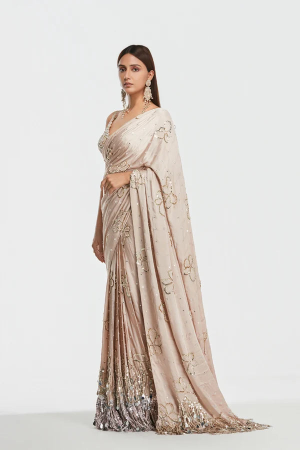 Abhinav Mishra - Shrine Shell Pink Saree Set