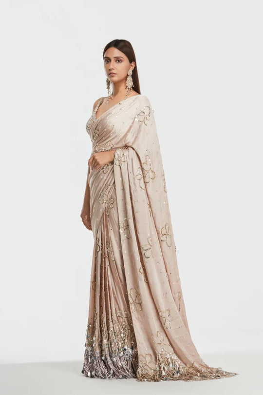 Abhinav Mishra - Shrine Shell Pink Saree Set