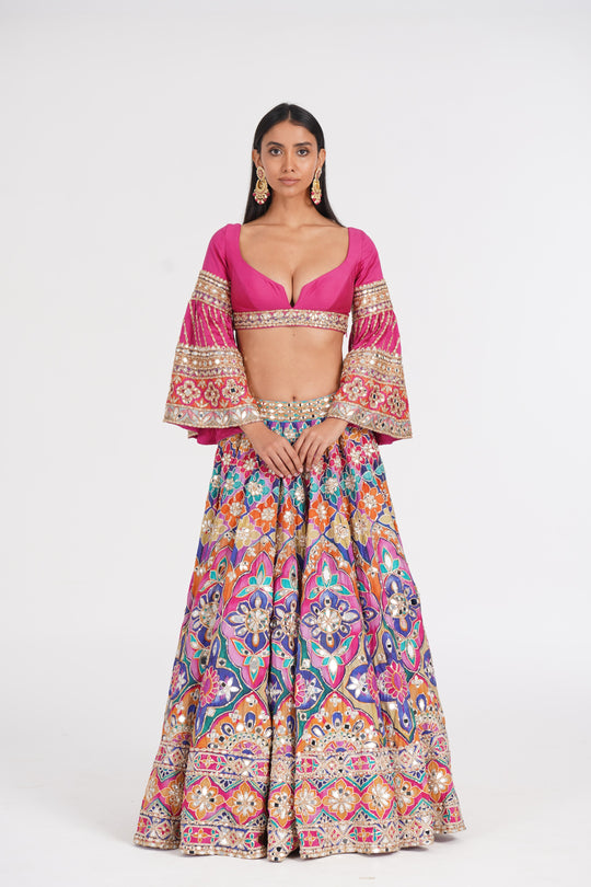 Abhinav Mishra - Psychedelic Hues Lehenga Set