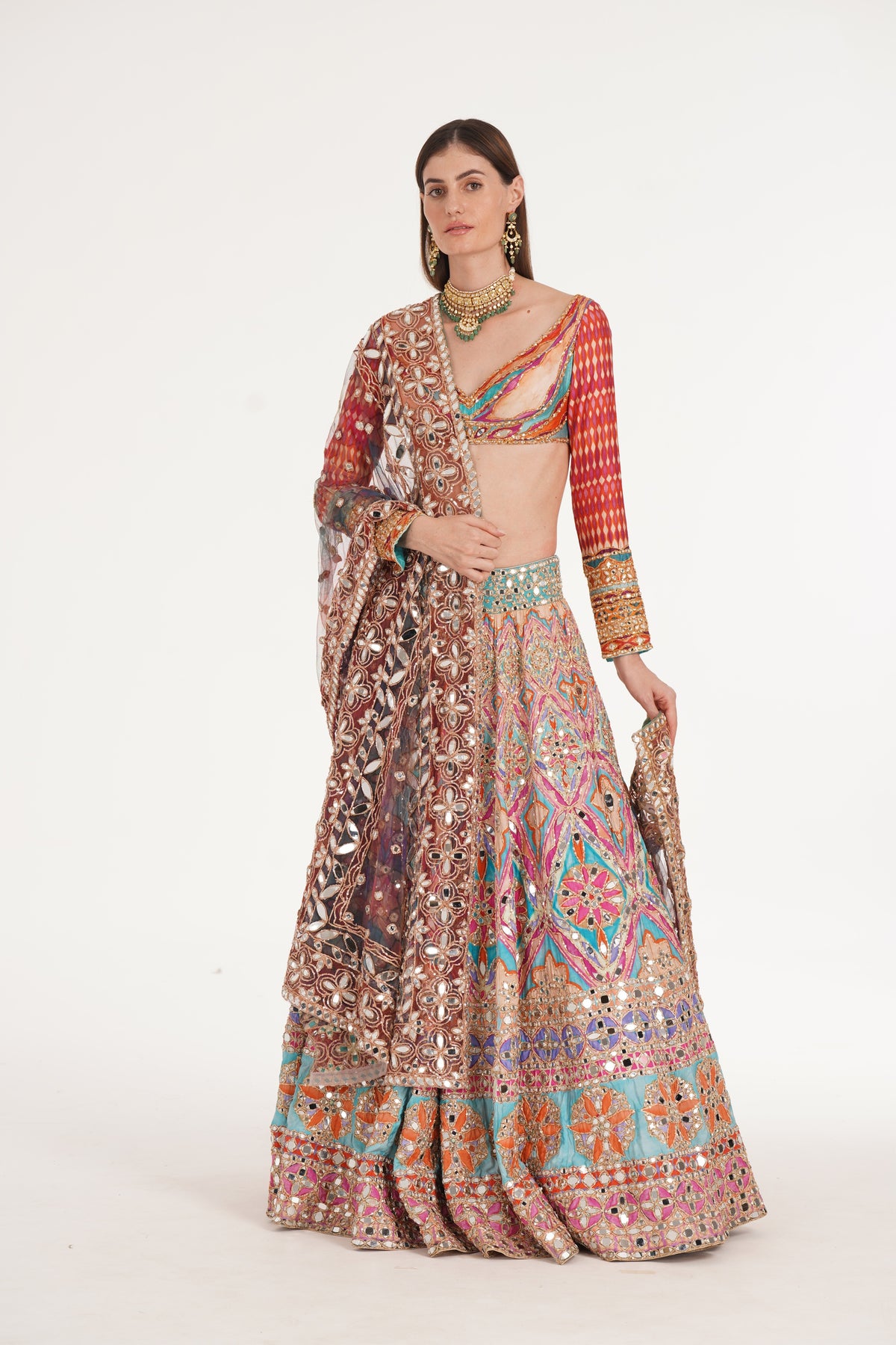 Abhinav Mishra - Lake Blue Multishade Lehenga Set