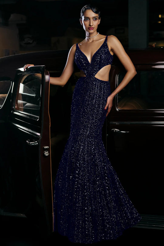 Seema Gujral - Navy Sequin Gown